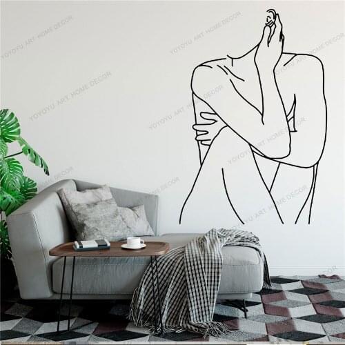 Body Line Draw Art Wall Sticker For Home Decor Living Room Fashion Wall Decals Valentines Removable Murals Wallpoof CX1444