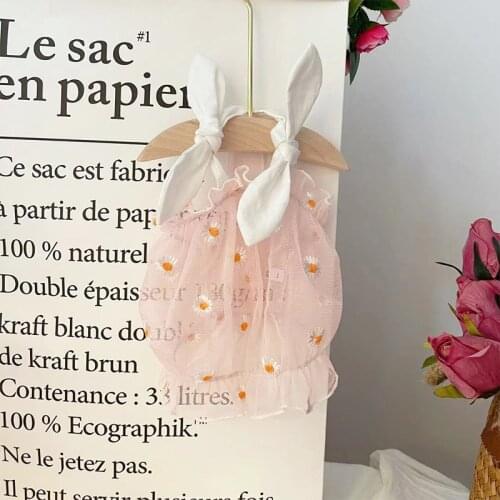 INS Pet Dog Cat Clothes Summer Mesh Teddy Bichon Bulldog Daisy Sling Skirt Dress for Medium Small Dogs Luxury Puppy Dress Girl