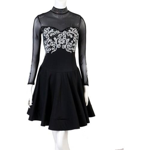 Latin Dance Clothes Women Long Sleeve Practice Clothes Latin Dresses Competition Dance Adult/Child Rumba Dancing Costume DQL2757