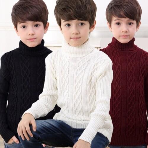 Autumn Winter Boys Clothing Teen Boys Sweater Kids Fashion Turtleneck Sweater Childrens Pullovers Outwear Knit Boys Clothing