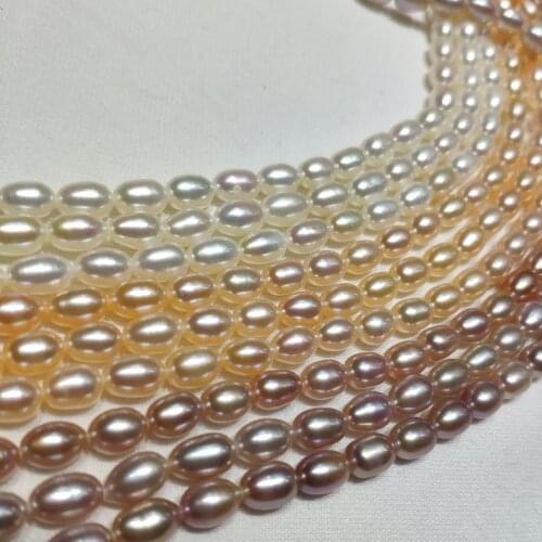 Natural Freshwater Pearl Choker Necklace Rice Shaped 5-6mm AA Grade For Women DIY Fine Jewelry 36cm Single Strand