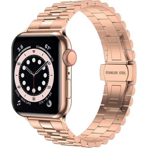 Luxury band for apple watch series 6 5 4 se band 44 40mm for iwatch applewatch 3 42 38mm strap Stainless Steel Business Bracelet
