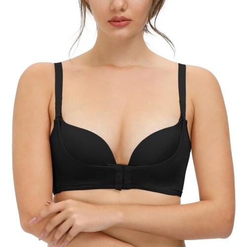 Sexy Front Closure Bra Backless Low plus Size Lingerie women thin push up unlined bras 30-44 A-E