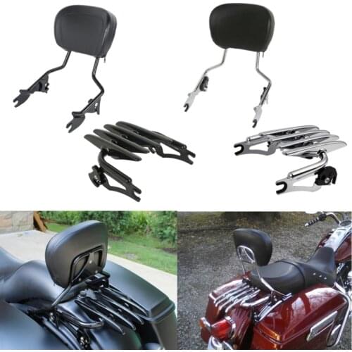 Detachable Backrest Sissy Bar Luggage Rack For Harley Touring Street Electra Glide Road Glide FLHX FLTR FLTRS FLTRU FLHXI 09-20