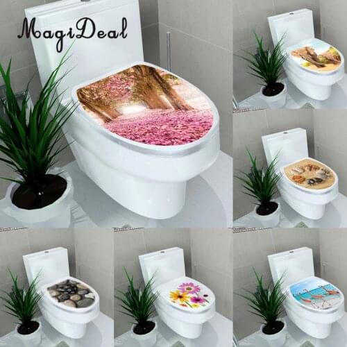 Removable Toilet Seats Closestool Lid Sticker Decorative Mural for Bathroom Washroom Decoration