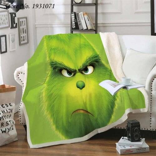 Grinch Stole Christmas 3D Printed Fleece Blanket for Beds Thick Quilt Fashion Bedspread Sherpa Throw Blanket Adults Kids 01