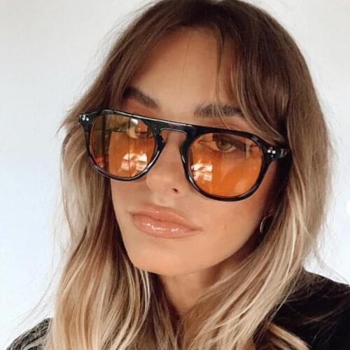 Classic Retro Single Bridge Round Sunglasses Women Men 2021 Trendy Vintage Brand Designer Clear Yellow Sun Glasses Shades Female