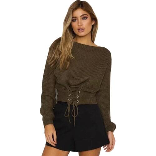 2017 Autumn And Winter New Sweater Women Word Collar Strapless Knitting Europe And The United States Pullovers Vestidos MMY69218