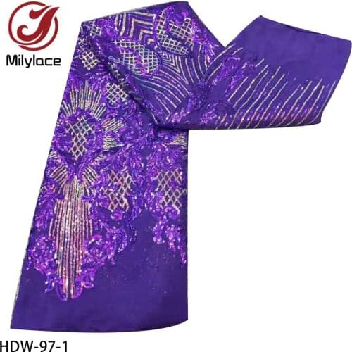 High Quality African Mesh Lace Fabric 2021 New France Sequins Lace Fabric for Nigerian Wedding Party HDW-97