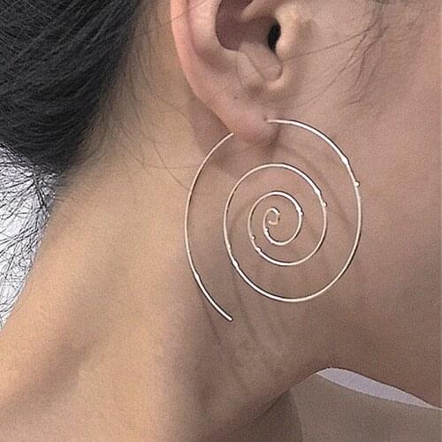 Hot Statement Brincos Hyperbole Spiral Stud Earring for Women Punk Sexy Jewelry Round aretes Pendientes Boho Party Gift