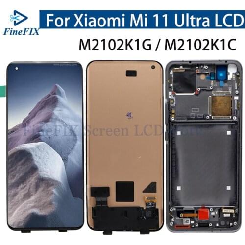 Super AMOLED 6.81" For Xiaomi Mi 11 Ultra LCD M2102K1G Display Touch Panel Screen Digitizer with frame for Xiaomi 11 ultra LCD