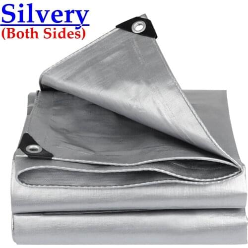 0.32mm 2 Sides Silvery PE Tarpaulin Home Garden Rainproof Cloth Tent Awnings Waterproof Sun Shade Net Car Truck Waterproof Cover