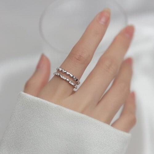 1pc Thin 2mm Real. 925-Sterling Silver Jewelry CZ Heart Love Ring adjustable C-J9108