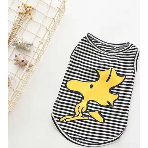 2021 Dog Vest Summer Cartoon Printing Dog Clothes For Small Medium Dog Costume Striped Pet Shirt Puppy Outfit Soft Dogs Clothing