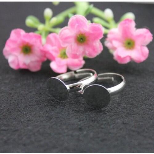 250pcs of silver tone lead and nickle free Adjustable Rings with Glue Pad 10 mm ,adult size free shipping