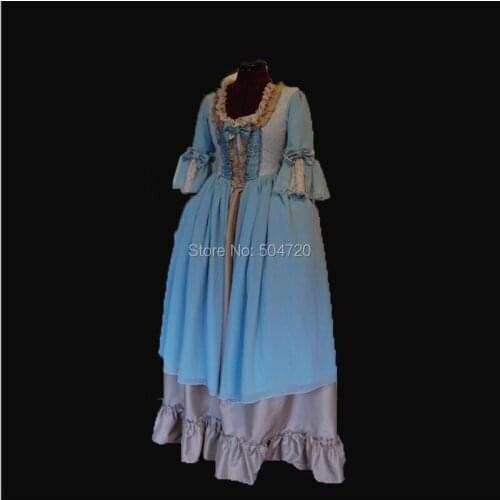 Tailored!Blue Vintage costumes 18th Duchess Retro medieval Renaissance Reenactment Theatre Civil war Victorian dress HL-398