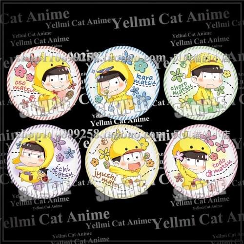 1pc 58mm somatsu-san School Student Matsuno Karamatsu Choromatsu Brooch Badges Roudns Pins