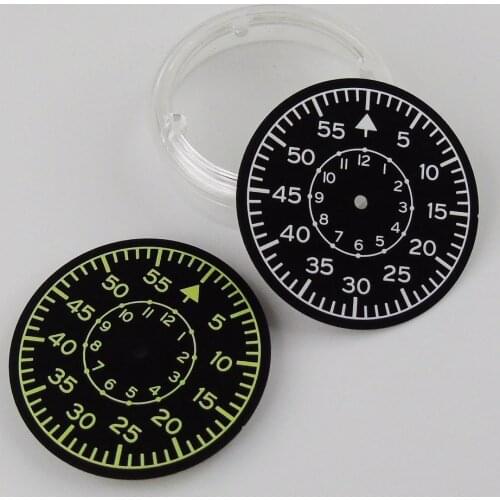 Corgeut Sterile Watch Dial 35.5mm For MIYOTA 8215 Mingzhu 2813 Automatic Movement Lumimnous Date Indicator