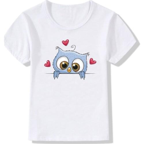 ZSIIBO childrens T-shirt European and American fashion cartoon owl print short-sleeved round neck boy child childrens T-shirt