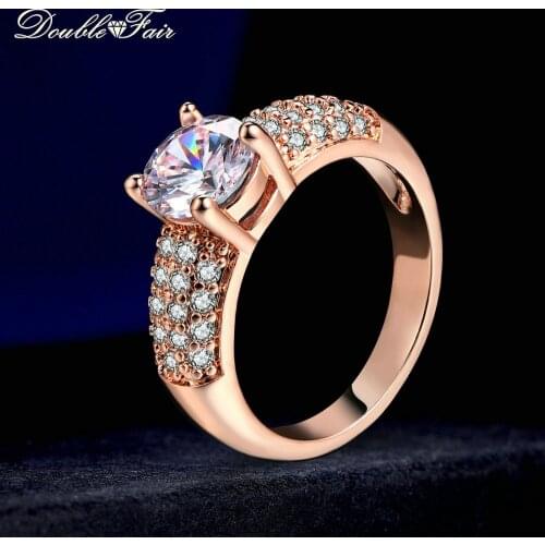 Double Fair Engagement Wedding Rings Cubic Zirconia White/Rose Gold Color CZ Stone Ring Jewelry For Women anel HotSale DFR105