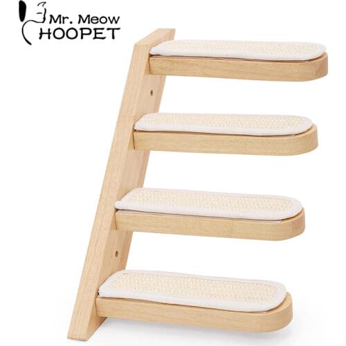 Hoopet Solid Wood Crawling Toys For Cats Pet Wall Decoration Toys Wooden Stairs And Scratching Column For Cats DIY Climbing Tree