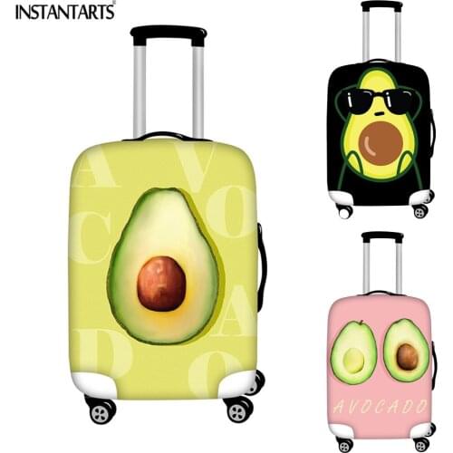 INSTANTARTS Cute Avocado Green Patterns Luggage Cover Women Men Travel Accessories Thick Suitcase Protector Covers Waterproof