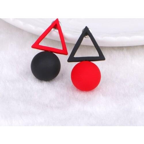 Fashion Jewelry Big Long Acrylic Black White Triangle Studs Earrings For Women