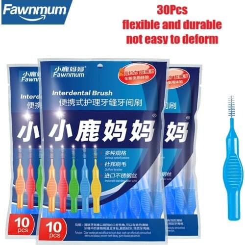 Fawnmum 3x10Pcs Interdental Brush Toothpick Dental I-Shape Interdental Cleaner Orthodontic Toothbrush Oral Care Tool Clean Teeth