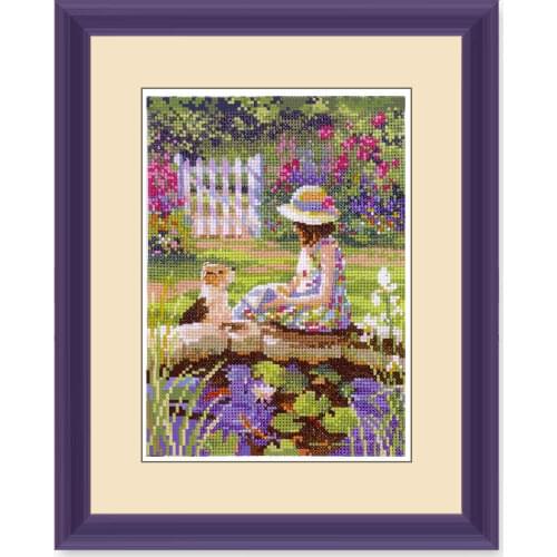 Fishxx Cross Stitch Kits E1122 Reading Girl Full Embroidery Precision Printing Home Hanging Painting