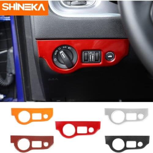 SHINEKA Interior Stickers For Dodge Challenger 2015+ Car Headlight Switch Button Decoration Covers For Dodge Charger 2010