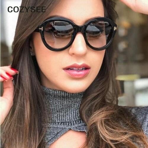 Fashion Black Sunglasses Women 2019 Shades Sexy Big Oval Round Sun Glasses Female Elegant T rivet Summer Driving Glasses