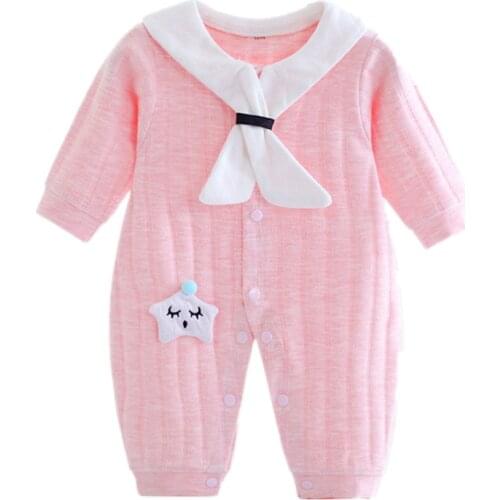 Newborn baby clothes 100% Cotton Sailor Collar Spring Autumn Baby Rompers Infant Clothing toddler boys girls jumpsuits with star
