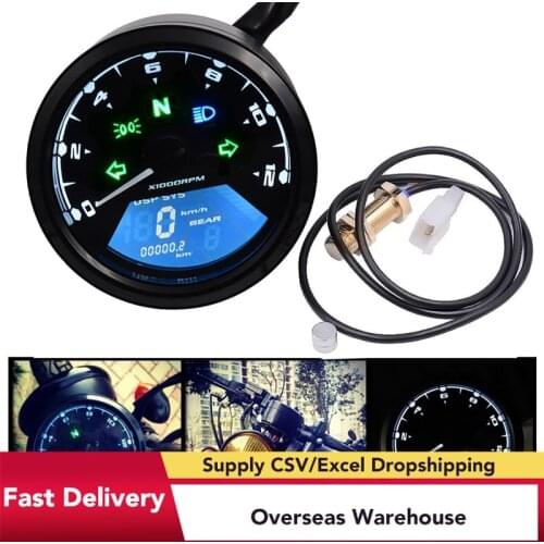 OLOMM 8-18 V Motorcycle LCD Digital 0-12000RPM Speedometer Odometer Tachometer Gauge