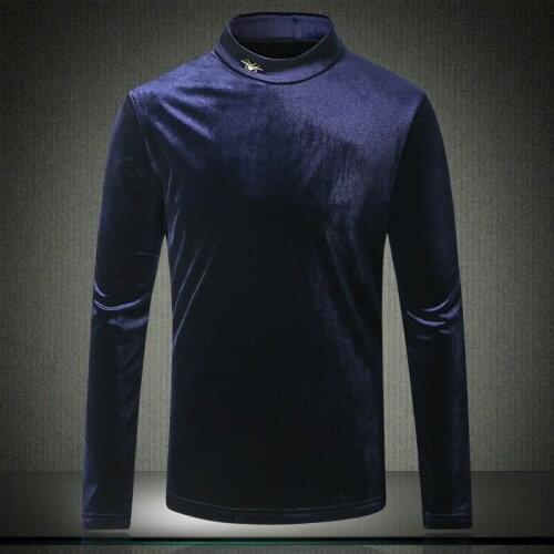Autumn New Velvet 2020 Thickening Men T shirts 5XL Long Sleeve With Half Turtleneck Solid Fashion Tees Plus Size M- 4XL #9919