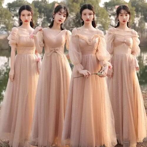 Bridesmaids Dresses Illusion Full V-Neck Spaghetti Straps Pearls Pleat Sequined Lace Tulle Vintage Women Wedding Party Gown E590