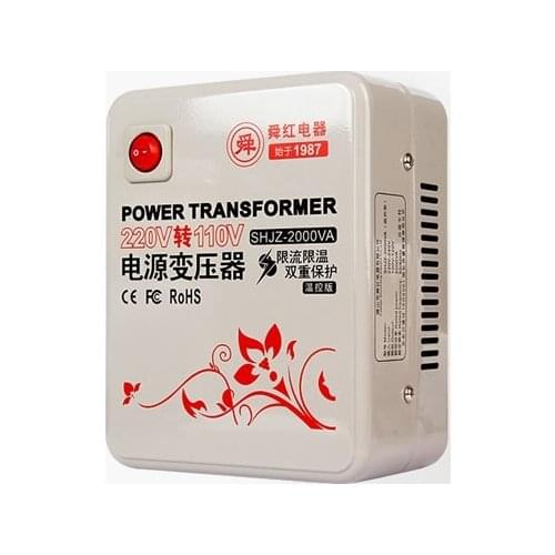 Fast Shipping SHJZ-2000VA 220v to 110v 2000W temperature control Step Down Voltage Converter Transformer Converts copper coil