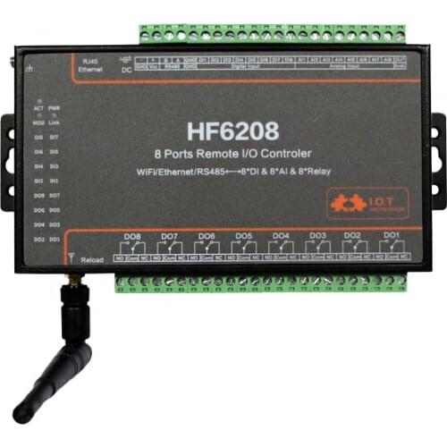 HF6208 Industrial 8 DI 8 DO 8 Way IO Controller WIFI Ethernet RS485 8CH Remote Relay Ethernet Remote Controller