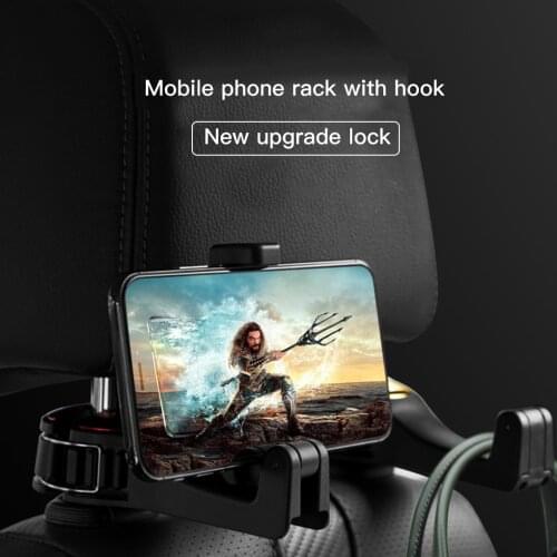 Adjustable Mobile Stand Car Phone Holder Car Headrest Hooks Fastener Seat Back Hanger Clips For Bag Handbag Houseware