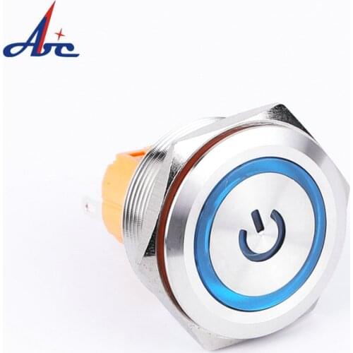 28mm DPDT 2NO2NC Self-locking Momentary Led Illuminated Ring Power logo Waterproof 12V/24V/110V/220V Light Push Button Switch