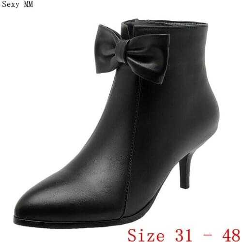 Spring Autumn High Heels Women Ankle Boots High Heel Shoes Woman Short Boots Small Plus Size 31 - 48