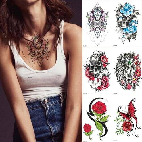 Waterproof Temporary Tattoo Sticker Mandala Dreamcatcher Flash Tatto Lion Butterfly Body Art Arm Water Transfer Fake Tatoo Women
