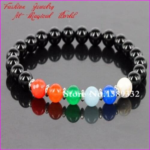 High Quality Black Onyx Beads Bracelet Mix Color Beads Stretch Bracelet Classical Yoga Meditation Stretch Bracelet
