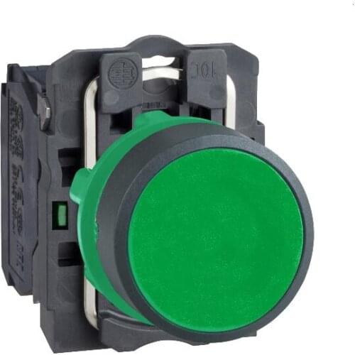 XB5AA31 XB5AA31C = ZB5AZ101C + ZB5AA3C Push button, plastic, flush, green, Ø22, spring return, unmarked, 1 NO