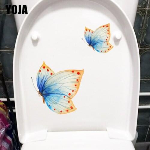 YOJA 18.6X23.5CM Colored Flying Butterflies Wall Sticker Decal Creative WC Toilet Seat Decor T1-2094