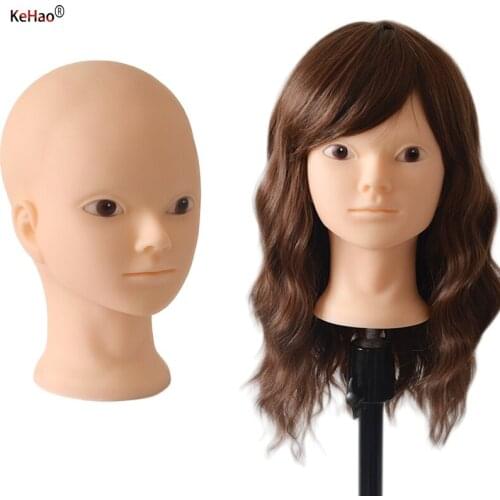 No Make up 52cm Women Mannequin Head Without Hair For Making Wig Hat Display Female Dummy Bald Training Head Wig Holder