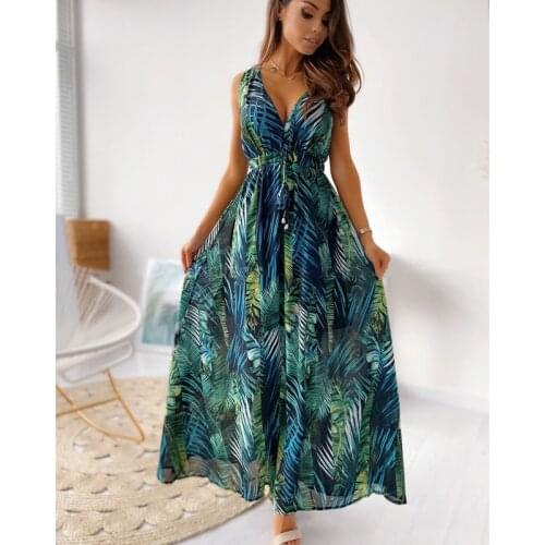 2021 Vestido Floral Print Boho Maxi Dress Sexy Lady Bohemian Summer Long Dress Women Beach Dresses Female Robes party dresses