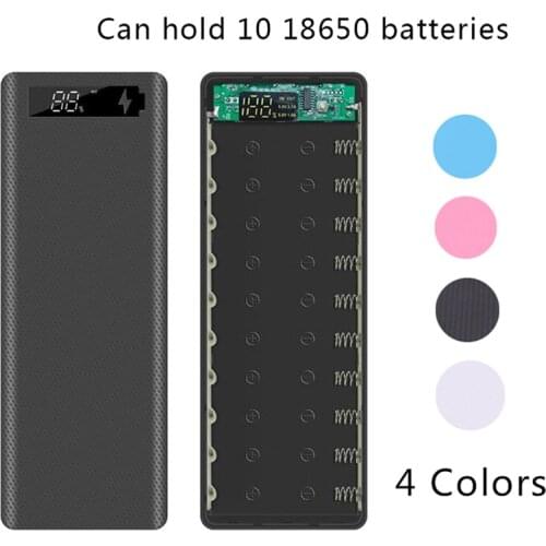 10*18650 Power Bank Case Dual USB With Digital Display Screen Mobile Phone Charger DIY Shell 18650 battery Holder Charging Box