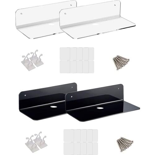 2pcs Acrylic Floating Wall Rack Small Display Shelf for Wireless Speaker Doll Security Cameras