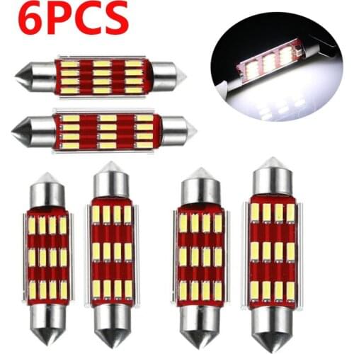 6PCS Auto LED Light Car Interior Dome Lamp 4014 SMD 31mm 36mm 39mm 41mm LED Light Reading Lights Bulb Signal Lamps White 12V