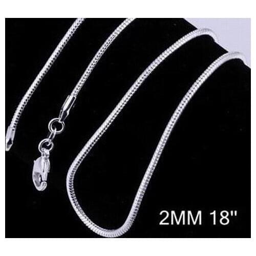 Promotion rfg43 can mix size 18 inch Silver plated Jewelry Link Snake Necklace Chains With Lobster Clasps For Pendant